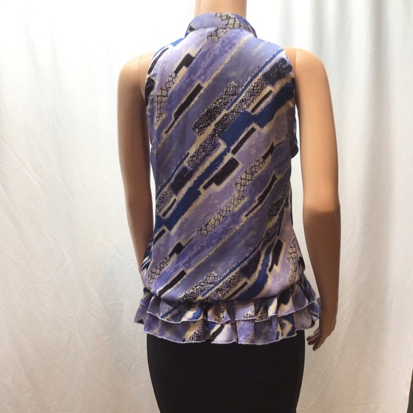 Essentials by Milano Blue Ruffle Sleeveless Top - Picture 3 of 6